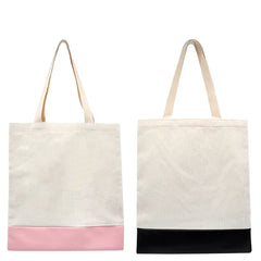 Tote Bag with Color PU Leather Bottom