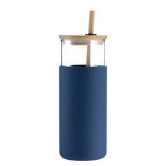 Glass Water Tumbler With Bamboo Lid Straw