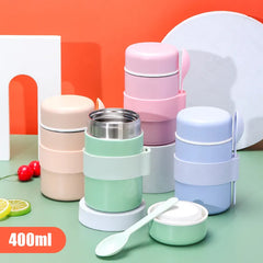 Stainless Steel Food Container with Dividers and Utensils