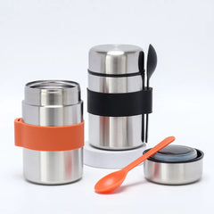 Stainless Steel Food Container with Dividers and Utensils