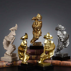 European Style Silence Is Gold Resin Human Figurine Sculpture