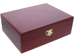 Wooden Treasure Box Red Finished Desktop Storage Box Wooden Gift Box