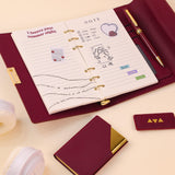 Business Agenda Custom Leather Notebook Gift Set with Card Holder and Key Chain