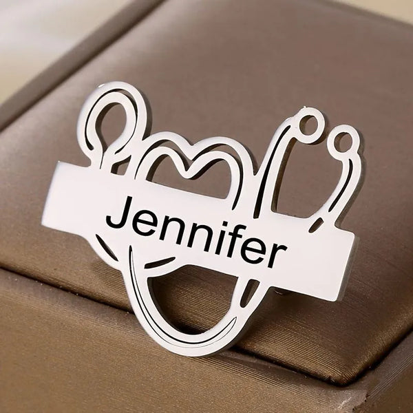 Stainless Steel Name Badge Lapel Pin for Doctors & Nurses