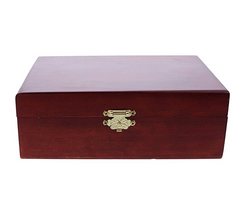 Wooden Treasure Box Red Finished Desktop Storage Box Wooden Gift Box