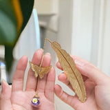 High Quality Luxury Feather Shape Metal Bookmark