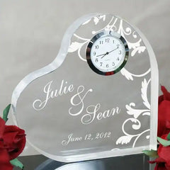 Heart Shape Crystal Wedding Souvenirs Clock