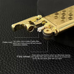 Luxurious Gold Slim Metal Lighter with Grinding Wheel