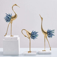 Home Natural Crystal Cooper Crane Ornaments Nordic Table Living Room Metal