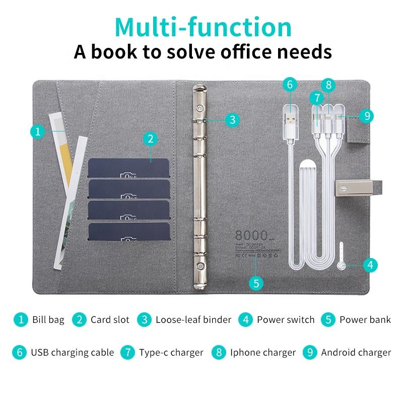 Custom Logo Wireless Charging Notebook Business Gift