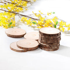 Natural Pine Round Unfinished Wood Slices Circles With Tree Bark Log Discs