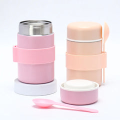 Stainless Steel Food Container with Dividers and Utensils