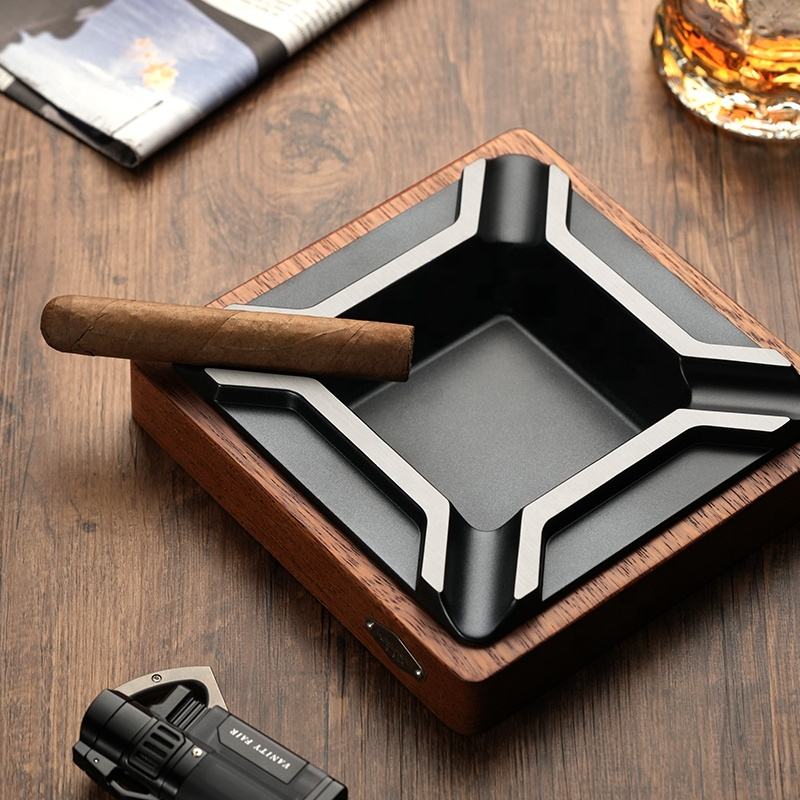 Custom Metal Wooden Cigar Ashtray