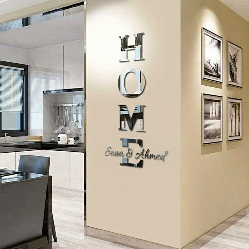 Home Sign Letters Decorative, Family Mirror Wall Decor for Living Room Bedroom Kitchen
