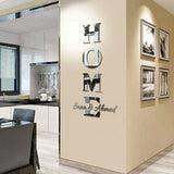 Home Sign Letters Decorative, Family Mirror Wall Decor for Living Room Bedroom Kitchen