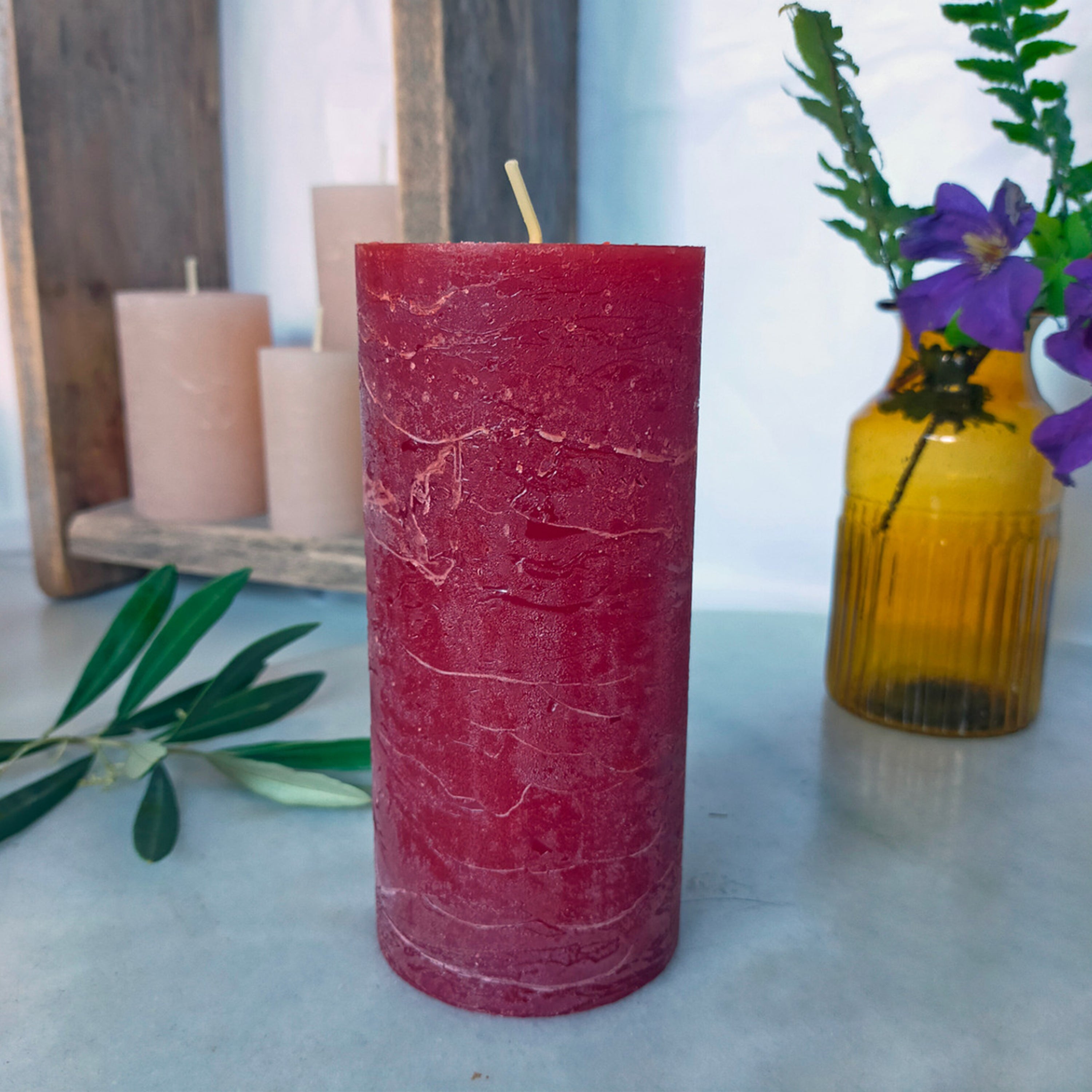 Rustic candle Red