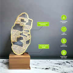 Personalized Qatar Map Crystal With Sand