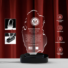 Qatar Map Corporate Crystal Trophy Customized With Laser Engraving