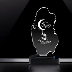 Qatar Map Corporate Crystal Trophy Customized With Laser Engraving