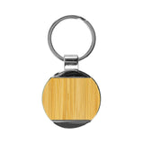 Round Bamboo and Metal Keychains