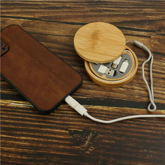 Multi-Charging Cable Set in Round Bamboo Case