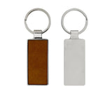 Silver Shiny Metal Keychains with Laserable PU Leather Plate