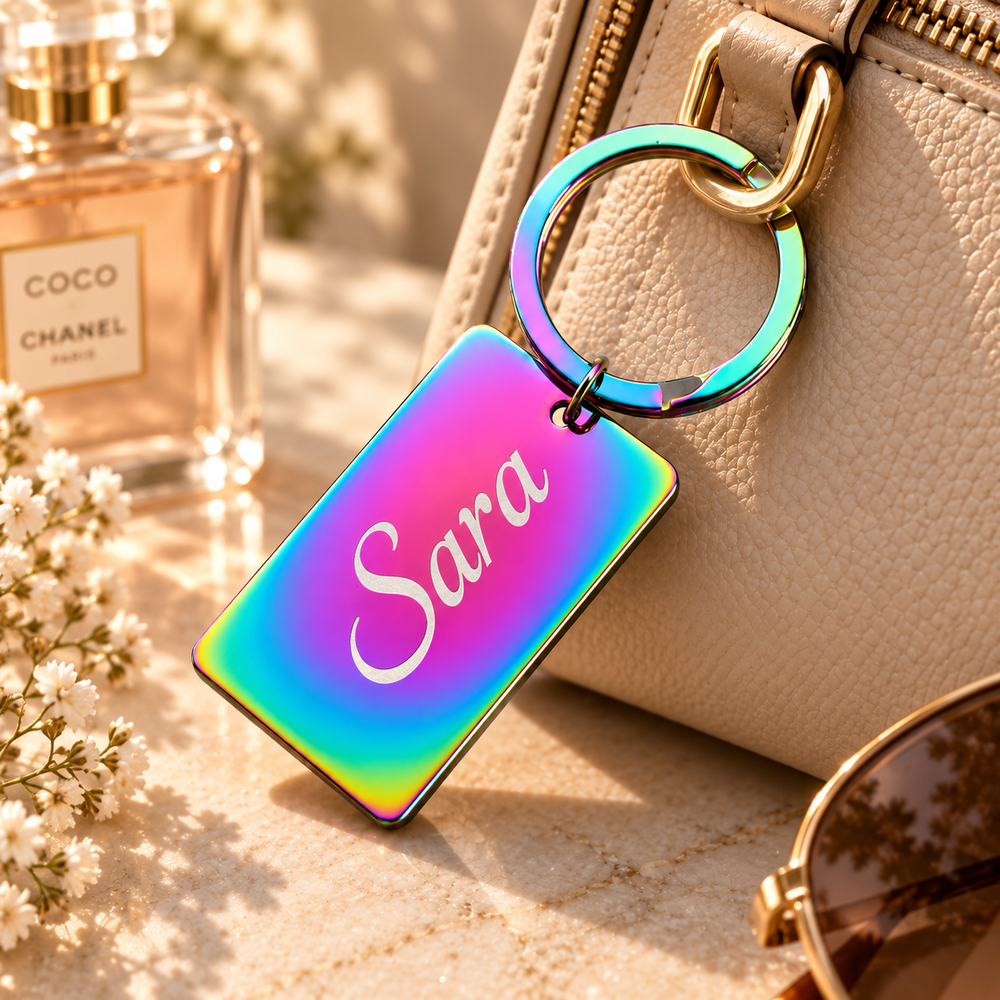 Simple Geometric Rectangular Keychain