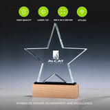 Star Shaped Crystal Awards with Wooden Base