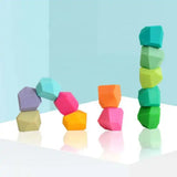 Rainbow Stack Build Wooden Stones Wooden Building Toys