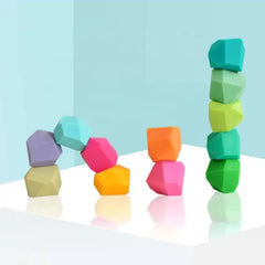 Rainbow Stack Build Wooden Stones Wooden Building Toys
