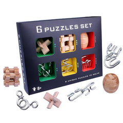 Wooden metal wire brain teaser puzzle solutions IQ