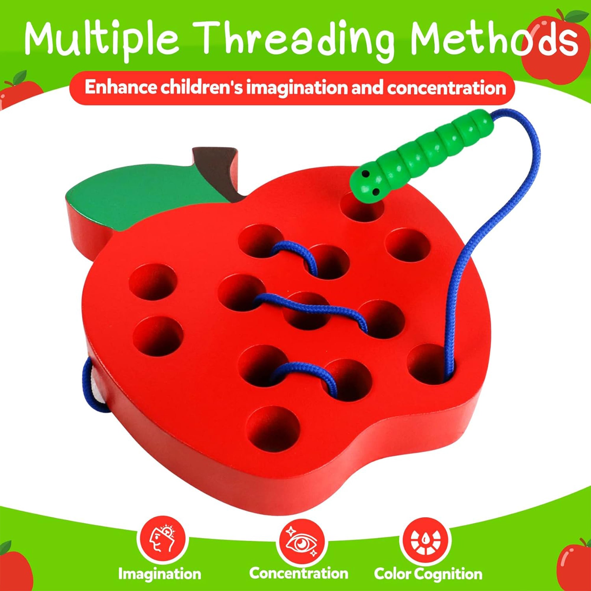 Wooden Threading Educational and Learning Montessori Activity Kids ...