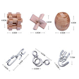 Wooden metal wire brain teaser puzzle solutions IQ
