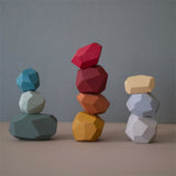 Rainbow Stack Build Wooden Stones Wooden Building Toys