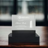 3D Laser Engraved Crystal Cuboid with Black Stand
