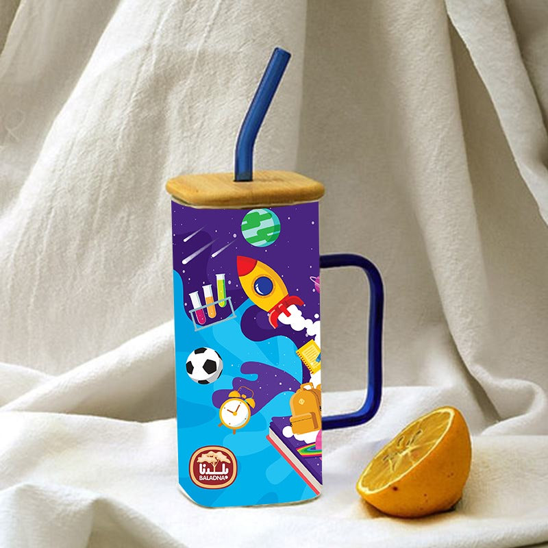 Customized  Square Glass Mugs with Lids