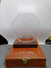 Hexagonal Crystal With Wooden Base