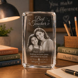 Elegant 3D Laser Engraved Crystal Cuboid