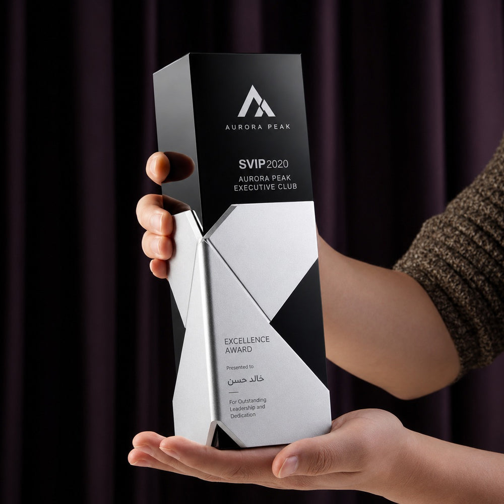 Black Crystal Glass Awards Trophy