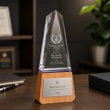 K9 3D Logo Crystal Trophy with Wood Base