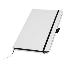 White PU Leather Cover A5 Notebooks Band Bookmark Loop