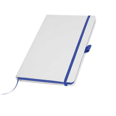 White PU Leather Cover A5 Notebooks Band Bookmark Loop