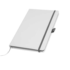 White PU Leather Cover A5 Notebooks Band Bookmark Loop