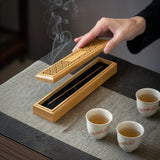 Wooden Incense Burner Holder with Drawer Includes 10 Pcs Oud Sticks