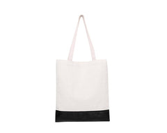 Tote Bag with Color PU Leather Bottom