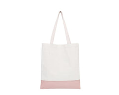 Tote Bag with Color PU Leather Bottom