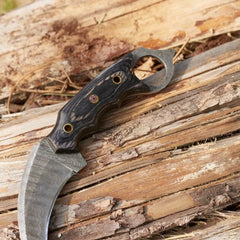 Engraved Karambit knife Handmade Damascus steel knives Black