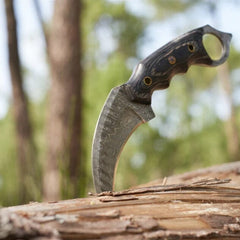 Engraved Karambit knife Handmade Damascus steel knives Black