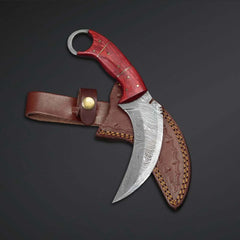 Engraved Karambit knife Handmade Damascus steel knives