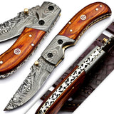 Damascus Fold with red Handle